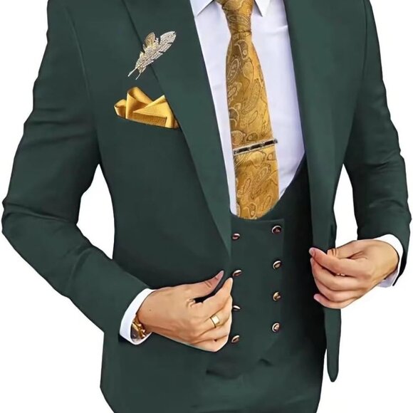 Tailored Green 3 Piece Men´s Suit with Adjustable Waist for Elegant Formal Wear,New Products : American Fashion Style Bags On Sale